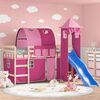 vidaXL Kids' Loft Bed with Tower without Mattress Pink 80x200 cm