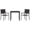 vidaXL Garden Dining Set with Cushion 3 pcs Black Poly Rattan