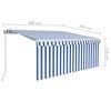 vidaXL Manual Retractable Awning with Blind&LED 3x2.5m Blue&White