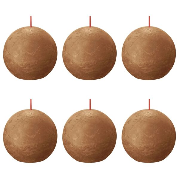 Bolsius Rustic Ball Candles Shine 6 pcs 76x71 mm Spice Brown