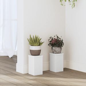 vidaXL Plant Stand 2 pcs White 10 x 10 x 18 cm Engineered Wood