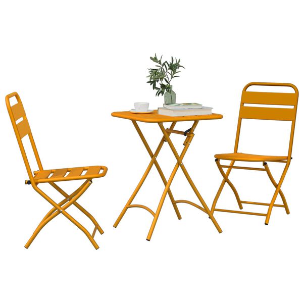 vidaXL Bistro Set 3 pcs Mustard Steel