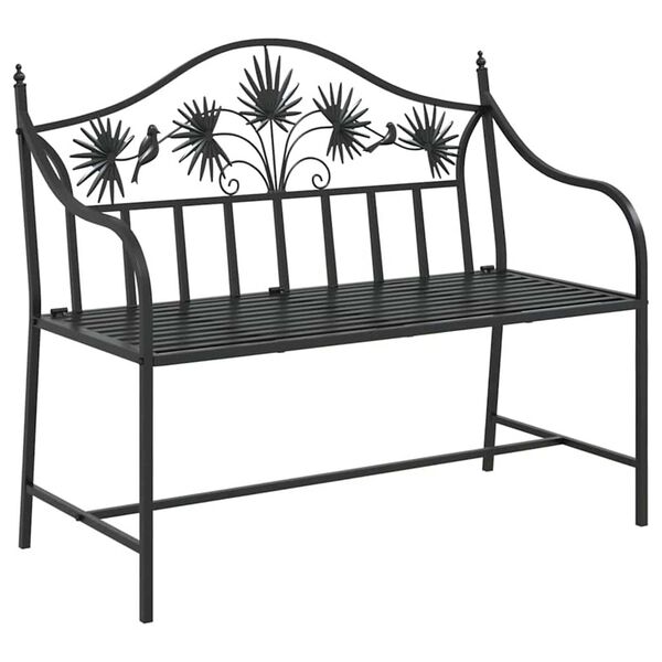vidaXL Garden Bench Black 104 x 54 x 93cm Steel