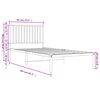 vidaXL Metal Bed Frame without Mattress with Headboard White 90x200cm