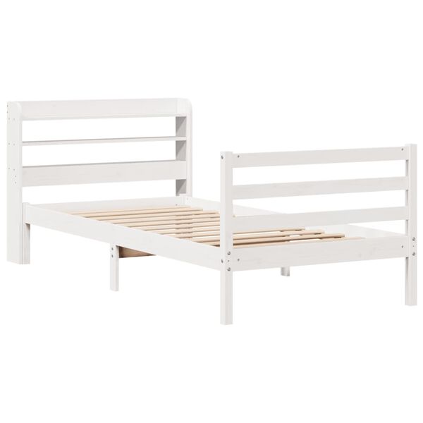 vidaXL Bed Frame with Headboard without Mattress White 100x200 cm