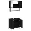 vidaXL Bathroom Furniture Set with Shelf 2 pcs Black Engineered wood