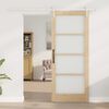 vidaXL Sliding Door Natural 83 x 202 cm Solid Pine Wood and Glass