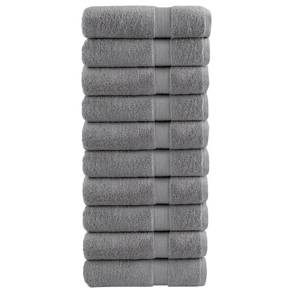vidaXL Premium Hand Towels "SOLUND" 10 pcs Grey 50x100 cm 600 gsm