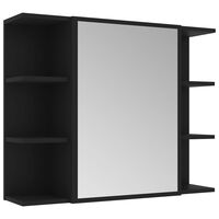 vidaXL Bathroom Mirror Cabinet Black 80x20.5x64 cm Engineered Wood