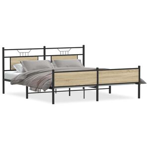 vidaXL Metal Bed Frame without Mattress Sonoma Oak 160x200 cm