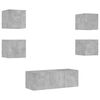 vidaXL 6 Piece TV Wall Units with LED Concrete Grey Engineered Wood