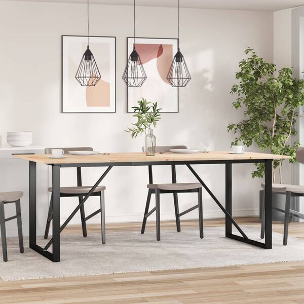 vidaXL Dining Table O-Frame 200x100x75 cm Solid Wood Pine and Steel