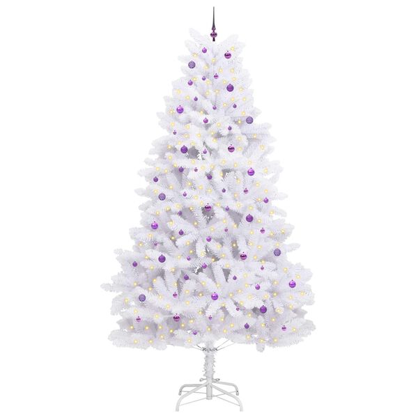 vidaXL Artificial Hinged Christmas Tree White 300 cm PVC and Steel