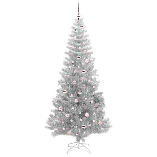 vidaXL Christmas Tree with 300 LEDs with Stand Silver 240 cm PET