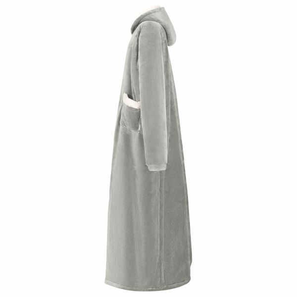 vidaXL Blanket Hoodie Grey L Fleece and Flannel