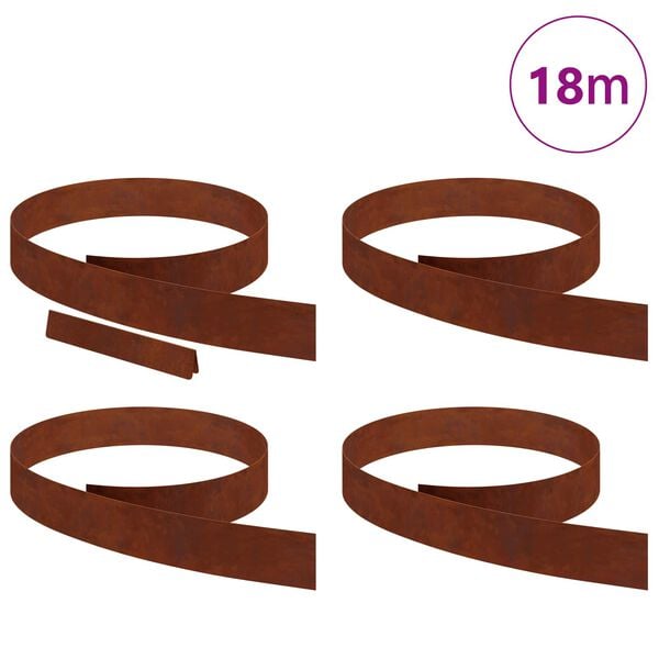 vidaXL Lawn Edging 4 pcs Rusty 450 x 0.05 x 10 cm Weathering Steel