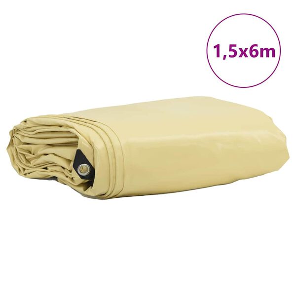vidaXL Tarpaulin 650g / m&sup2; Beige 1.5 x 6 m Canvas with PVC Coating