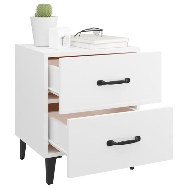 vidaXL Bedside Cabinets 2 pcs High Gloss White 40x35x47.5 cm