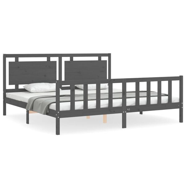vidaXL Bed Frame without Mattress Grey 200x200 cm Solid Wood Pine