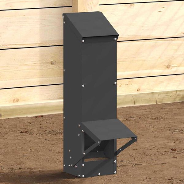 vidaXL Chicken Feeder Black 13 x 12 x 51 cm Cold-Rolled Steel