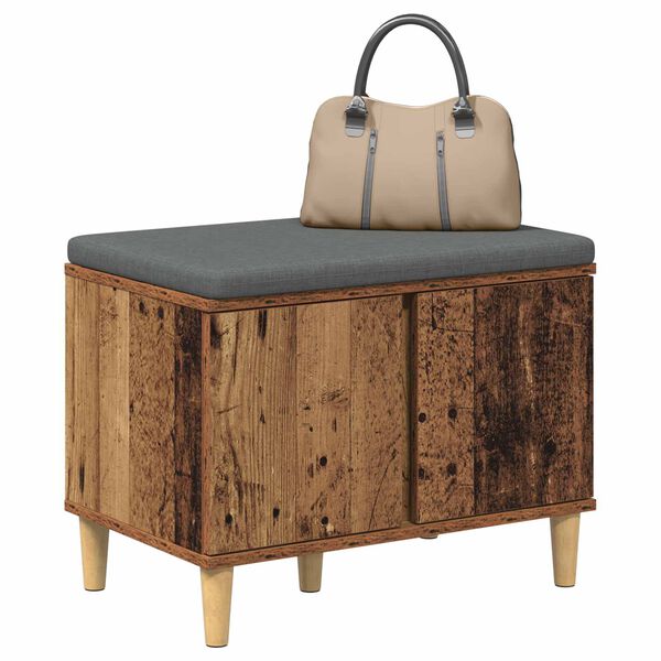 vidaXL Hall Bench with Cushion with Storage Old Wood 60 x 38 x 46 cm