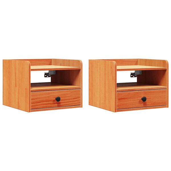 vidaXL Bedside Table 2 pcs Wax Brown 38 x 36 x 29.5 cm Solid pine wood