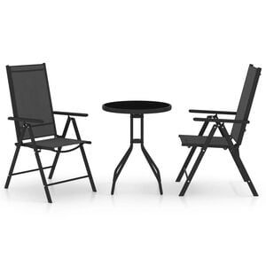 vidaXL 3 Piece Bistro Set Aluminium and Textilene Black