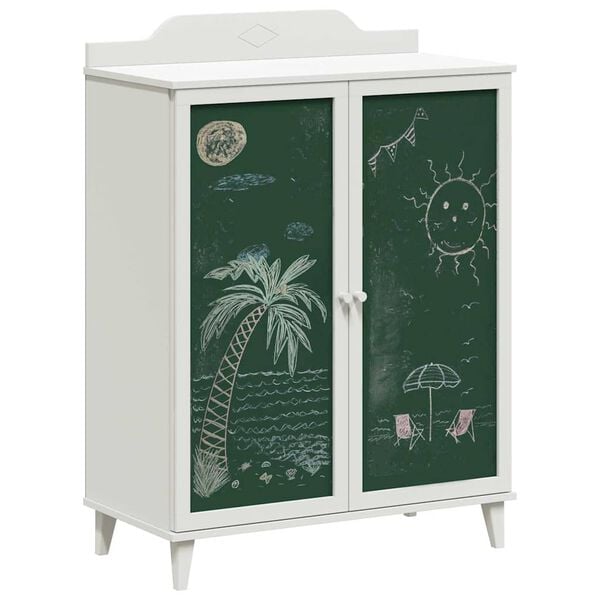 vidaXL Cabinet with Two Doors and Chalkboard Front ROROS White