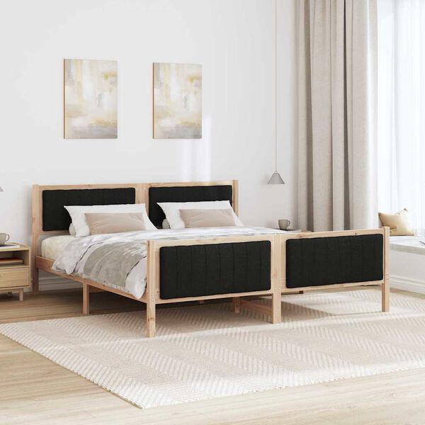vidaXL Bed frame Brown and black 180 x 200 cm Solid pine wood