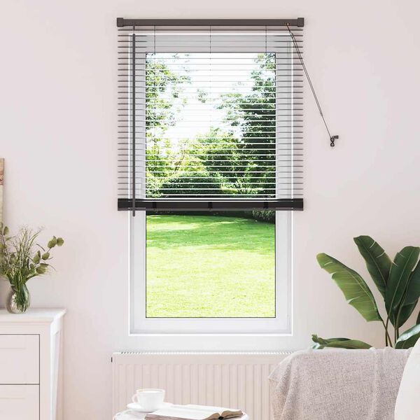 vidaXL Window Blind with Curtains Manual Black Aluminium