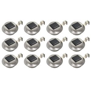 vidaXL Solar Lamp | Set of 12 | Silver | Stainless steel | 12 cm diameter