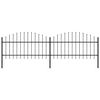 vidaXL Garden Fence with Spear Top Steel 355x125 cm Black