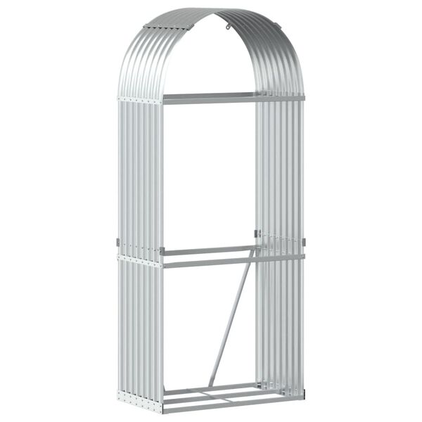 vidaXL Log Holder Silver 80x45x190 cm Galvanised Steel