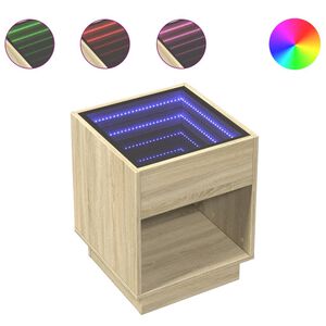 vidaXL Bedside Table with Infinity LED Sonoma Oak 40x40x50 cm