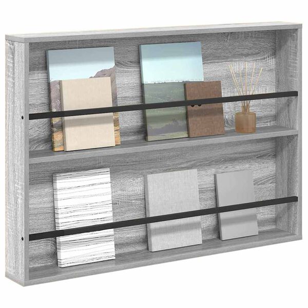 vidaXL Magazine Rack Grey Sonoma 100 x 12 x 70 cm Engineered Wood