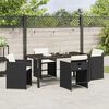 vidaXL Garden Dining Set with Cushion 5 pcs Black Poly Rattan