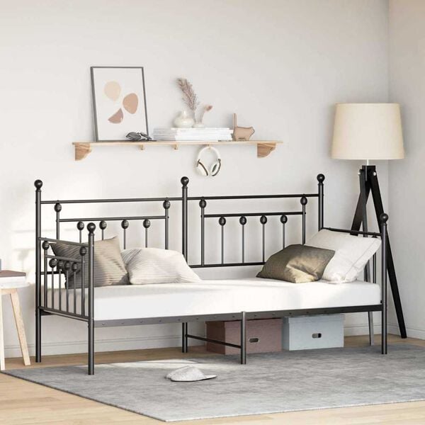 vidaXL Daybed Frame with Headboard Black 80 x 200 cm Steel