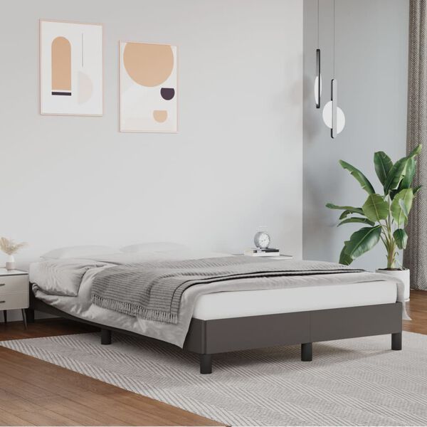 vidaXL Bed Frame without Mattress Grey 120x190 cm Small Double Faux Leather