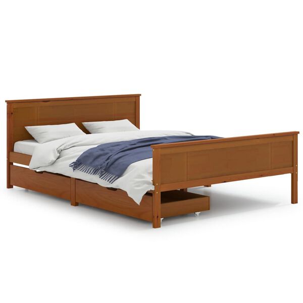 vidaXL Bed Frame without Mattress Honey Brown Solid Wood 140x200 cm