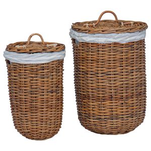 vidaXL Laundry Basket 2 pcs Brown
