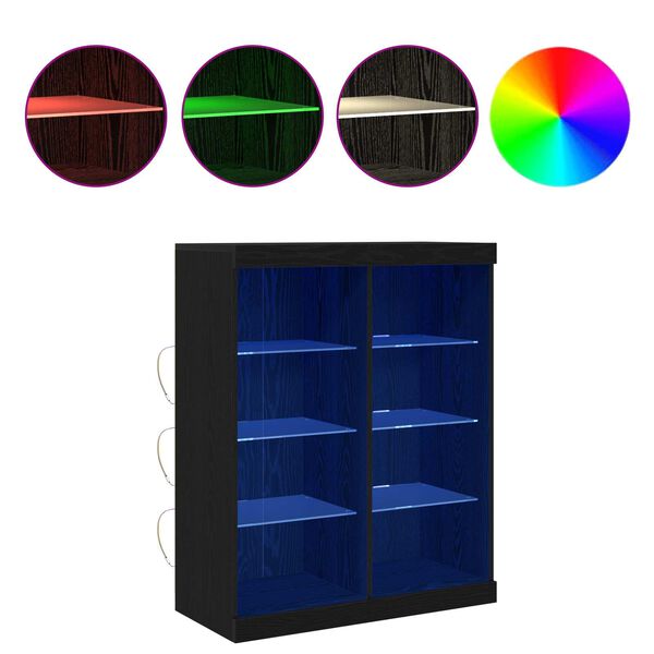 vidaXL LED Sideboard Black Oak 41 x 37 x 100 cm Engineered Wood