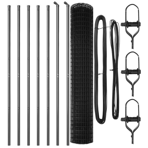 vidaXL Fence with Post Grey 1.6 x 10 m Steel and PVC