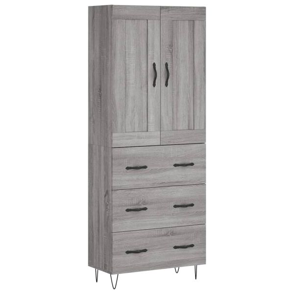 vidaXL Highboard Grey Sonoma 69.5x34x180 cm Engineered Wood