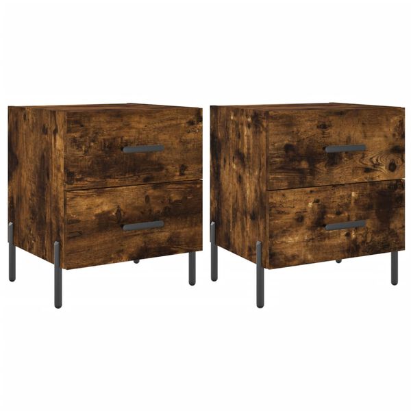 vidaXL Bedside Cabinets 2 pcs Smoked Oak 40x35x47.5 cm Engineered Wood