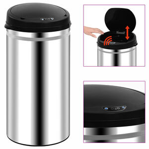vidaXL Automatic Sensor Dustbin 50 L Stainless Steel