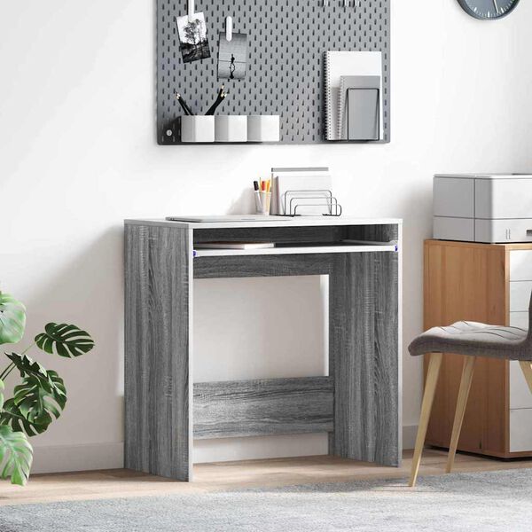 vidaXL Desk with Drawer Grey Sonoma 77.5 x 43 x 79 cm Engineered Wood