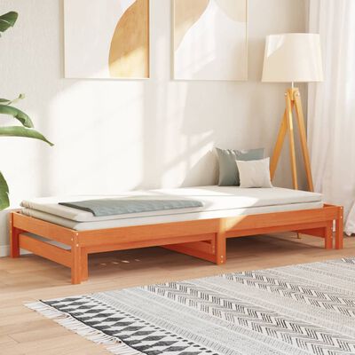 vidaXL Day Bed with Trundle Wax Brown 80x200 cm Solid Wood Pine