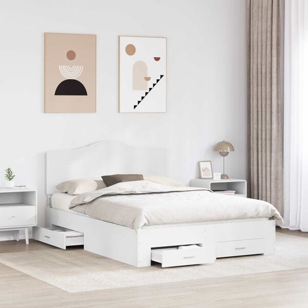 vidaXL Bed Frame with Headboard White 160 x 200 cm Engineered Wood