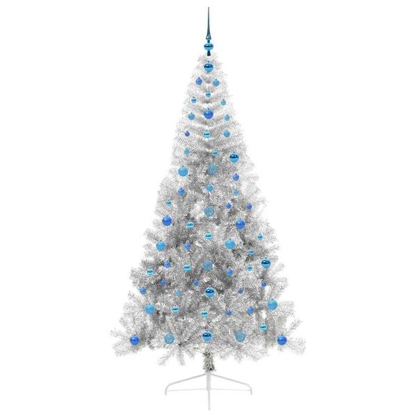 vidaXL Artificial Pre-lit Christmas Tree Silver 210 cm PET