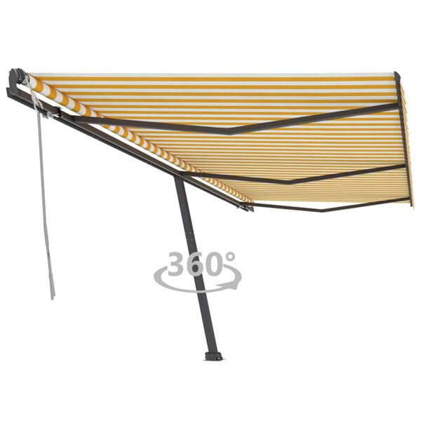 vidaXL Freestanding Manual Retractable Awning 600x300 cm Yellow/White